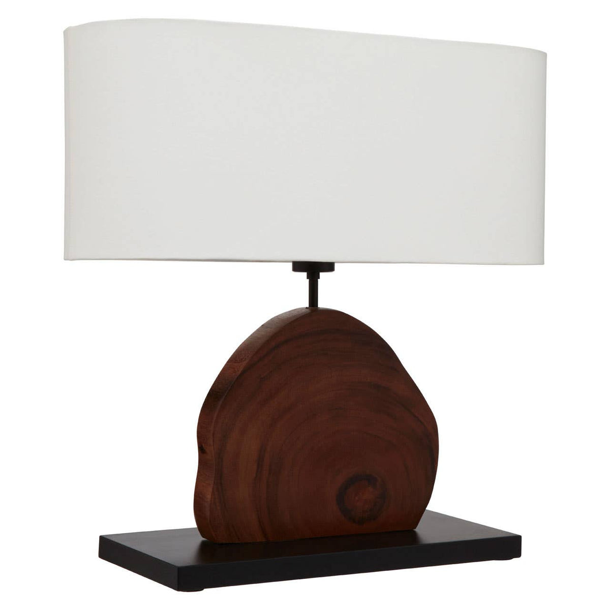 Hestina Table Lamp With Curved Wood Base.