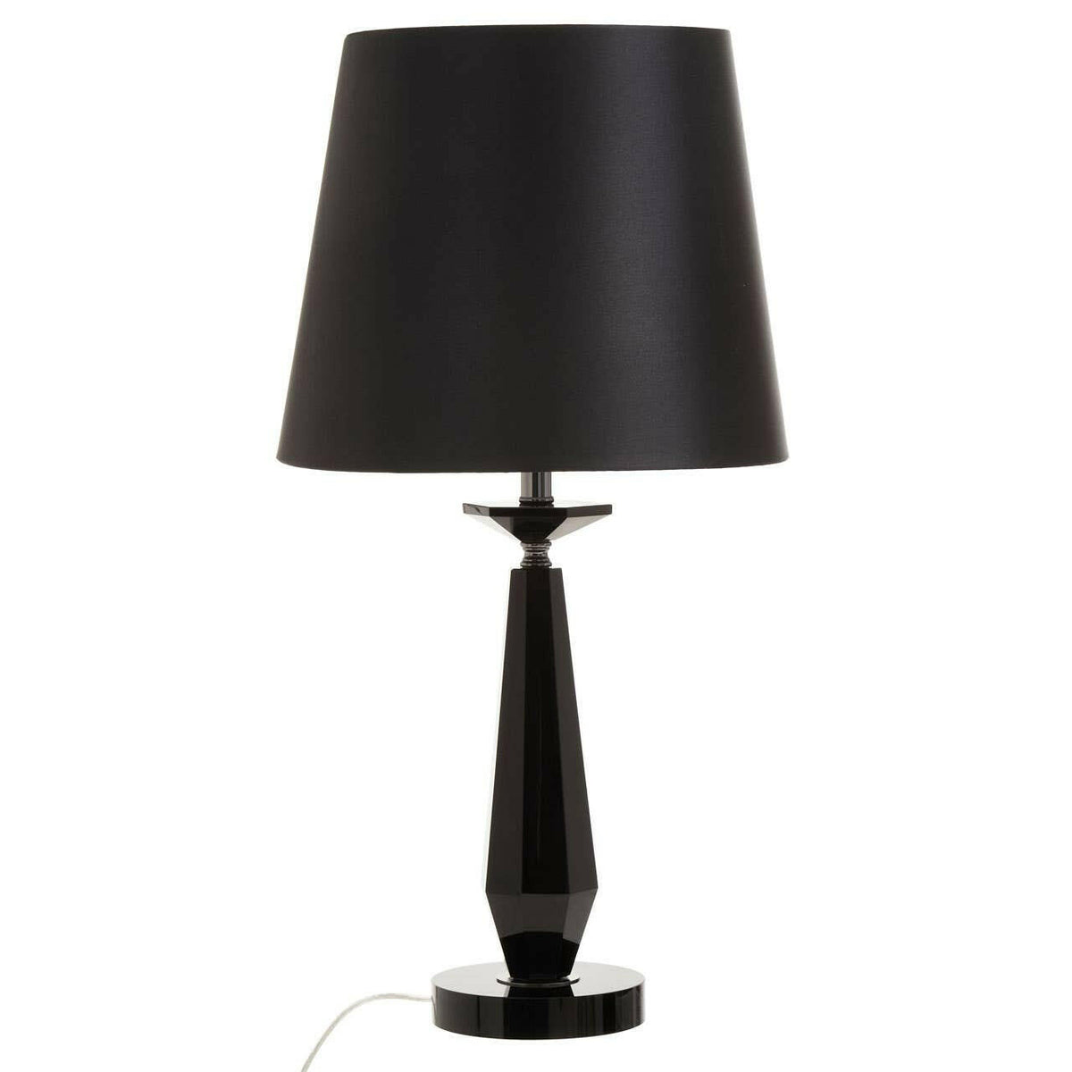 Hexum Black Crystal Table Lamp With Metal Base.