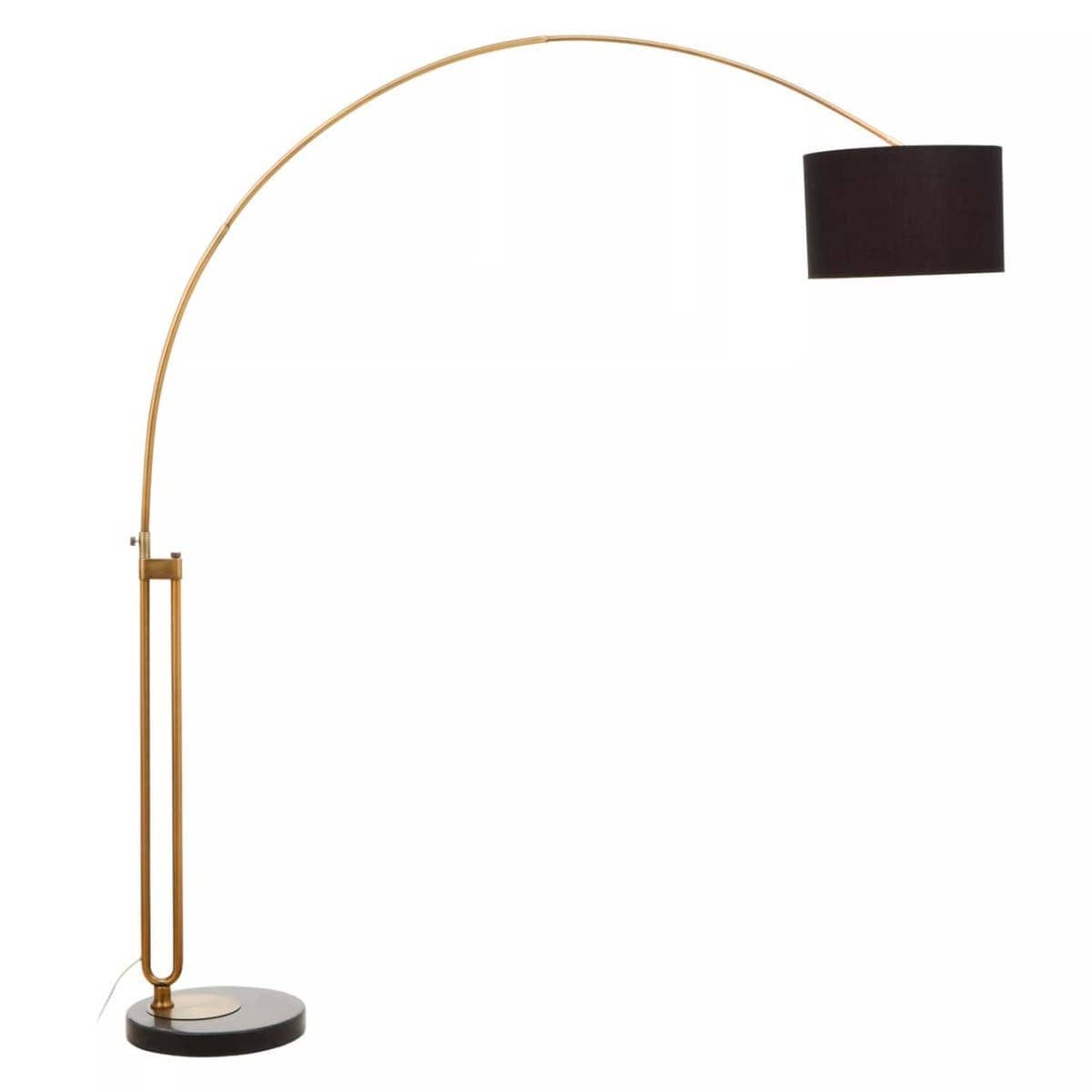 Hubert Antique Brass Floor Lamp with Black Marble Base.