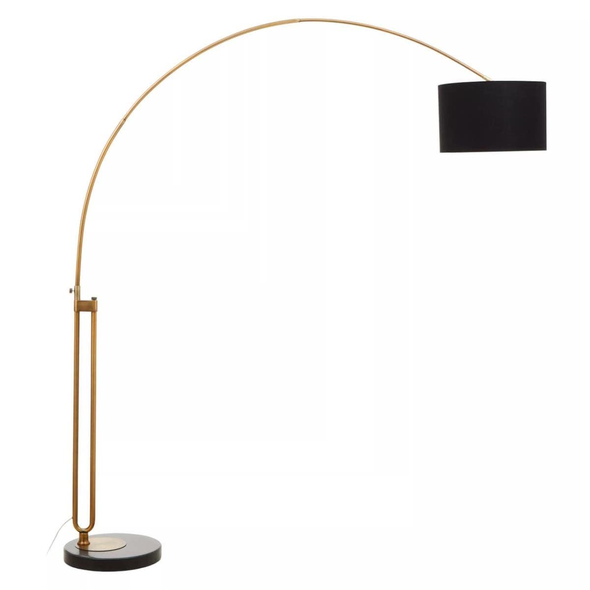Hubert Antique Brass Floor Lamp with Black Marble Base.