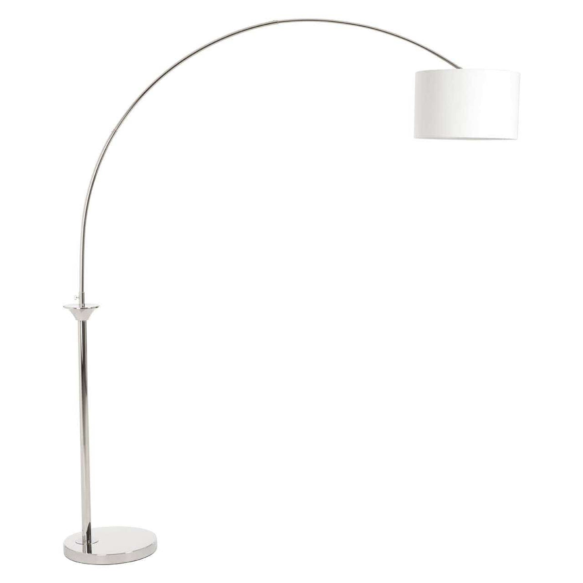 Hubert Nickel Finish Arc Floor Lamp.