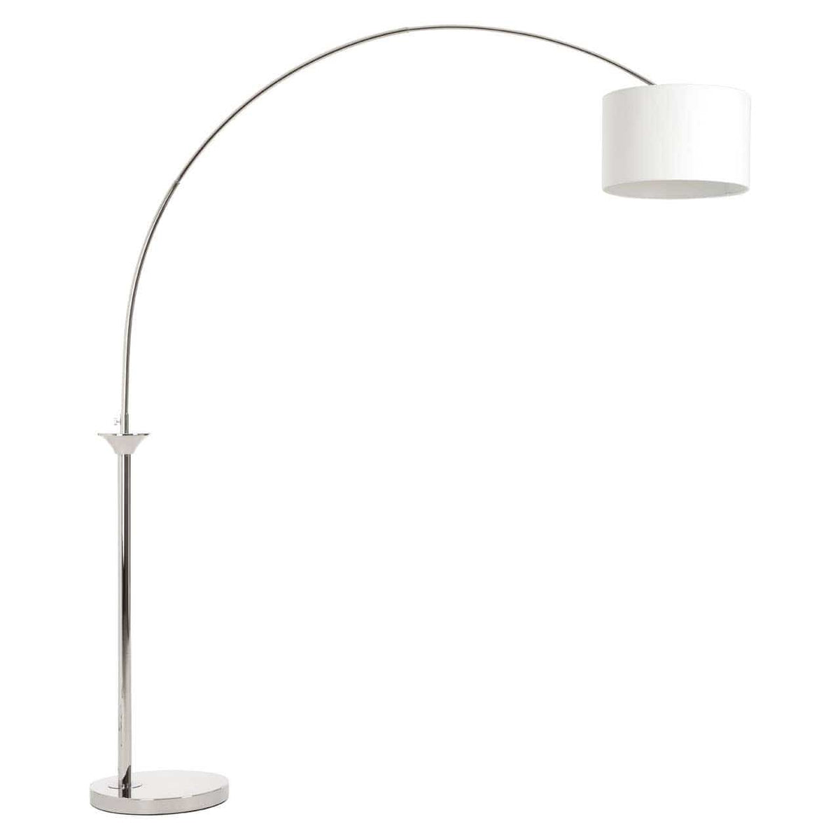 Hubert Nickel Finish Arc Floor Lamp.