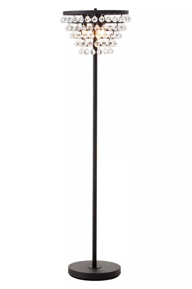 Hutchinson Clear Crystal Floor Lamp with Black Metal.