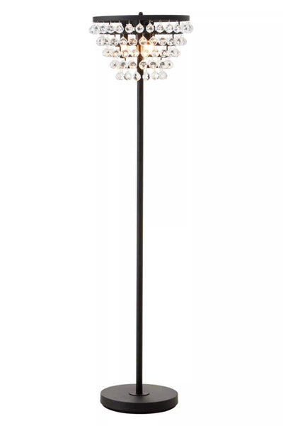 Noosa & Co. lighting Hutchinson Clear Crystal Floor Lamp with Black Metal House of Isabella UK