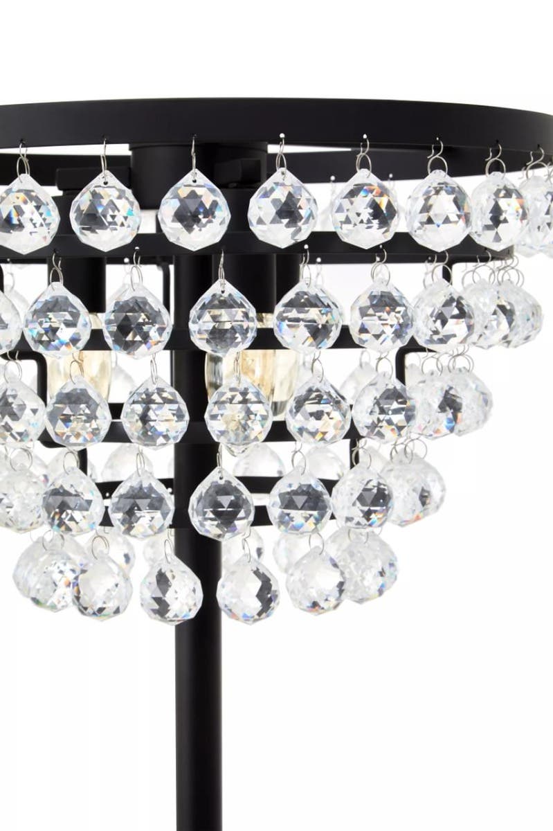 Hutchinson Clear Crystal Floor Lamp with Black Metal.