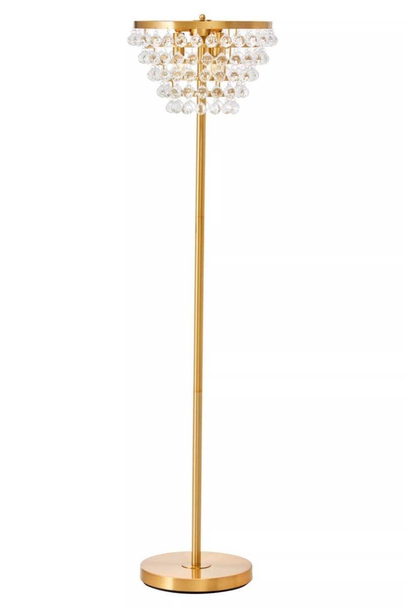 Hutchinson Clear Crystal Floor Lamp with Gold Metal.