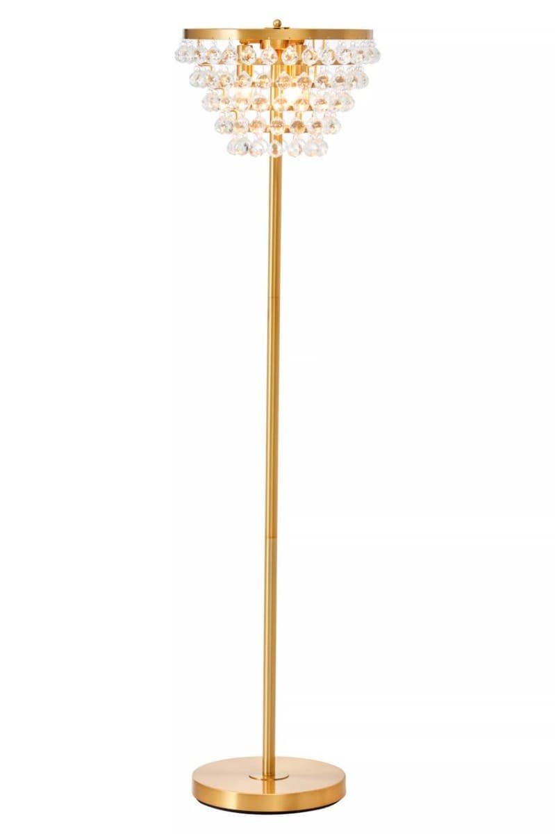Hutchinson Clear Crystal Floor Lamp with Gold Metal.