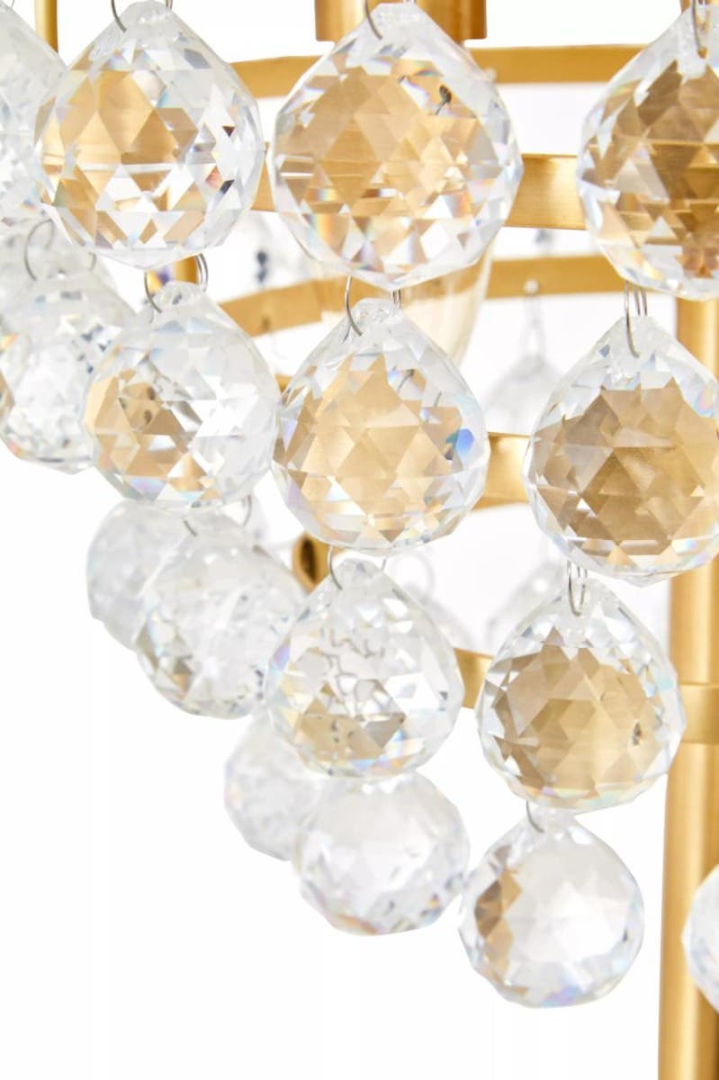 Hutchinson Clear Crystal Floor Lamp with Gold Metal.
