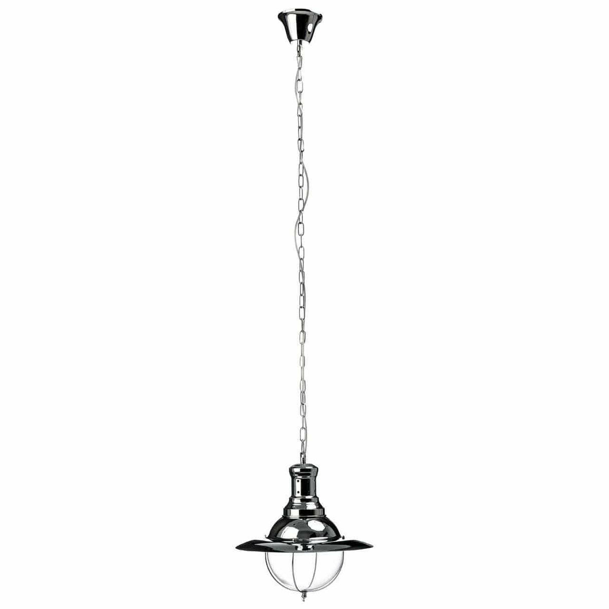 Industrial Chrome/Glass Pendant Light.