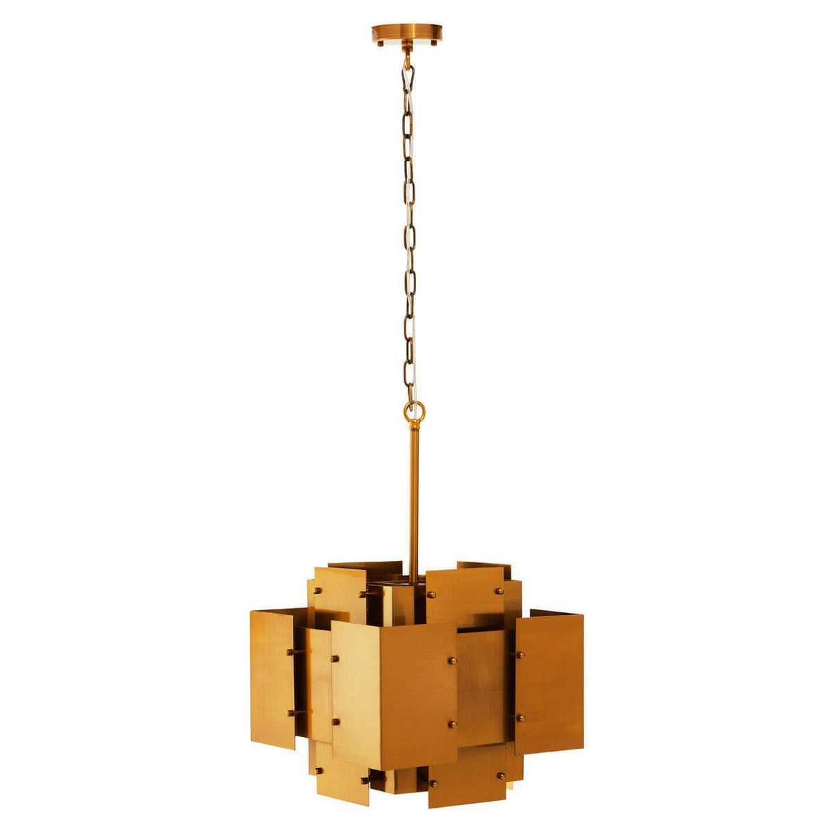 Karlo Metal Brass Finish Pendant Light With Four Bulbs.