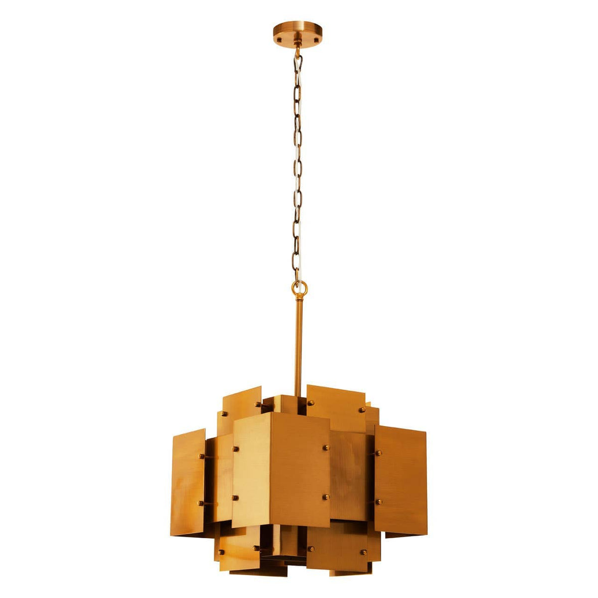 Karlo Metal Brass Finish Pendant Light With Four Bulbs.
