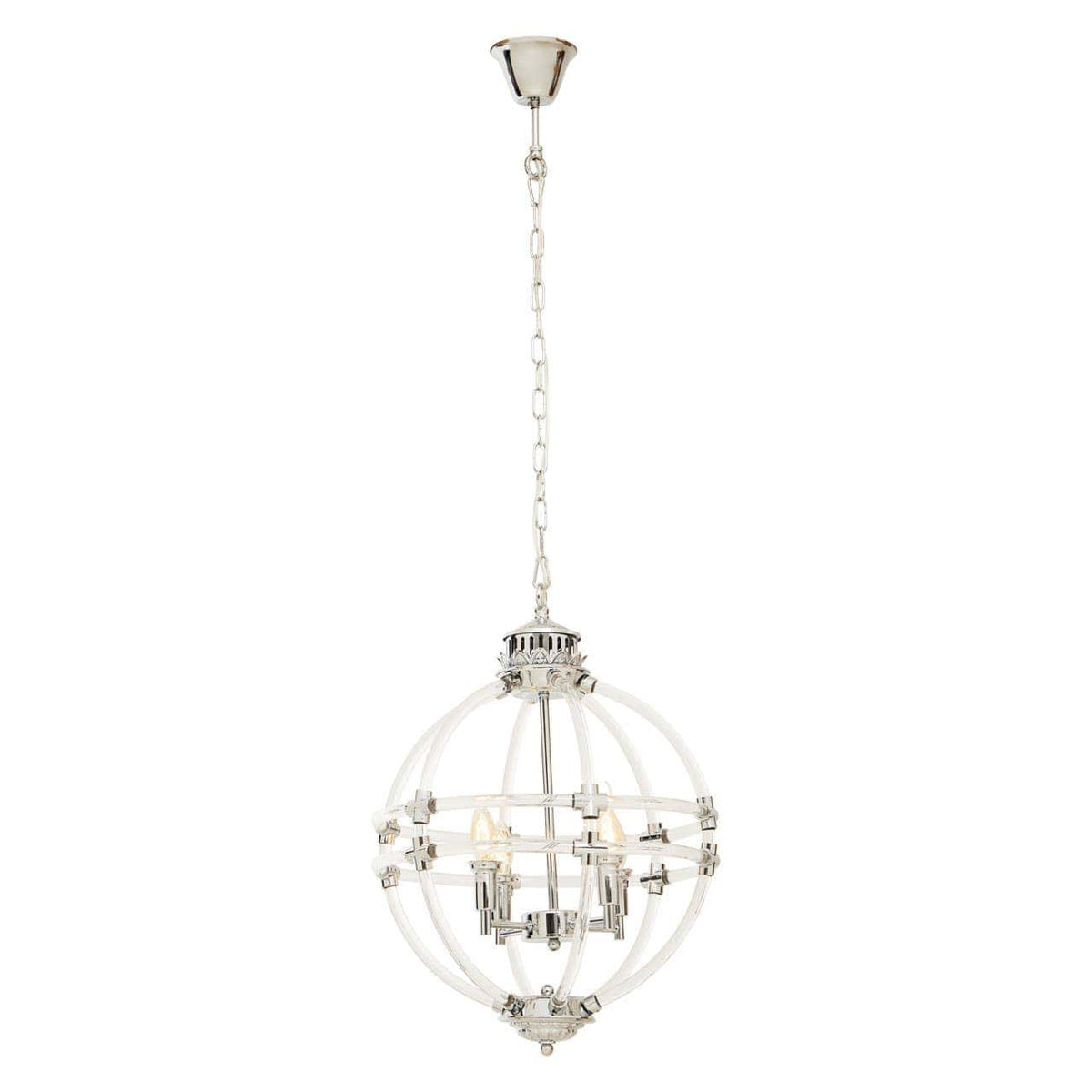 Karlo Pendant Light In Clear Acrylic And Chrome Finish.