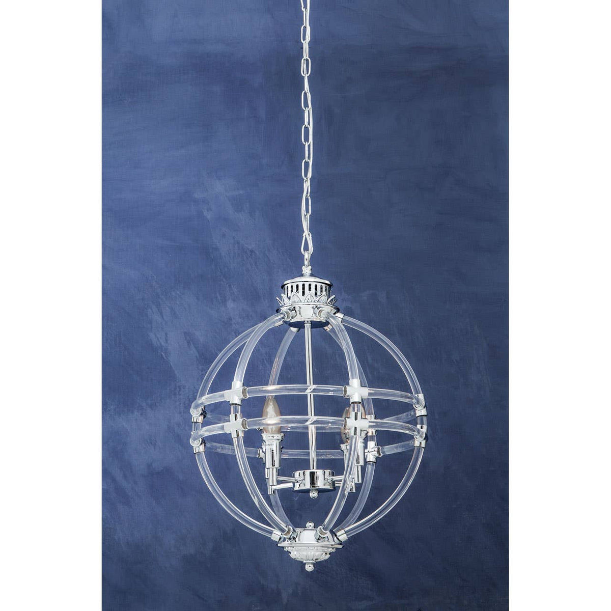 Karlo Pendant Light In Clear Acrylic And Chrome Finish.