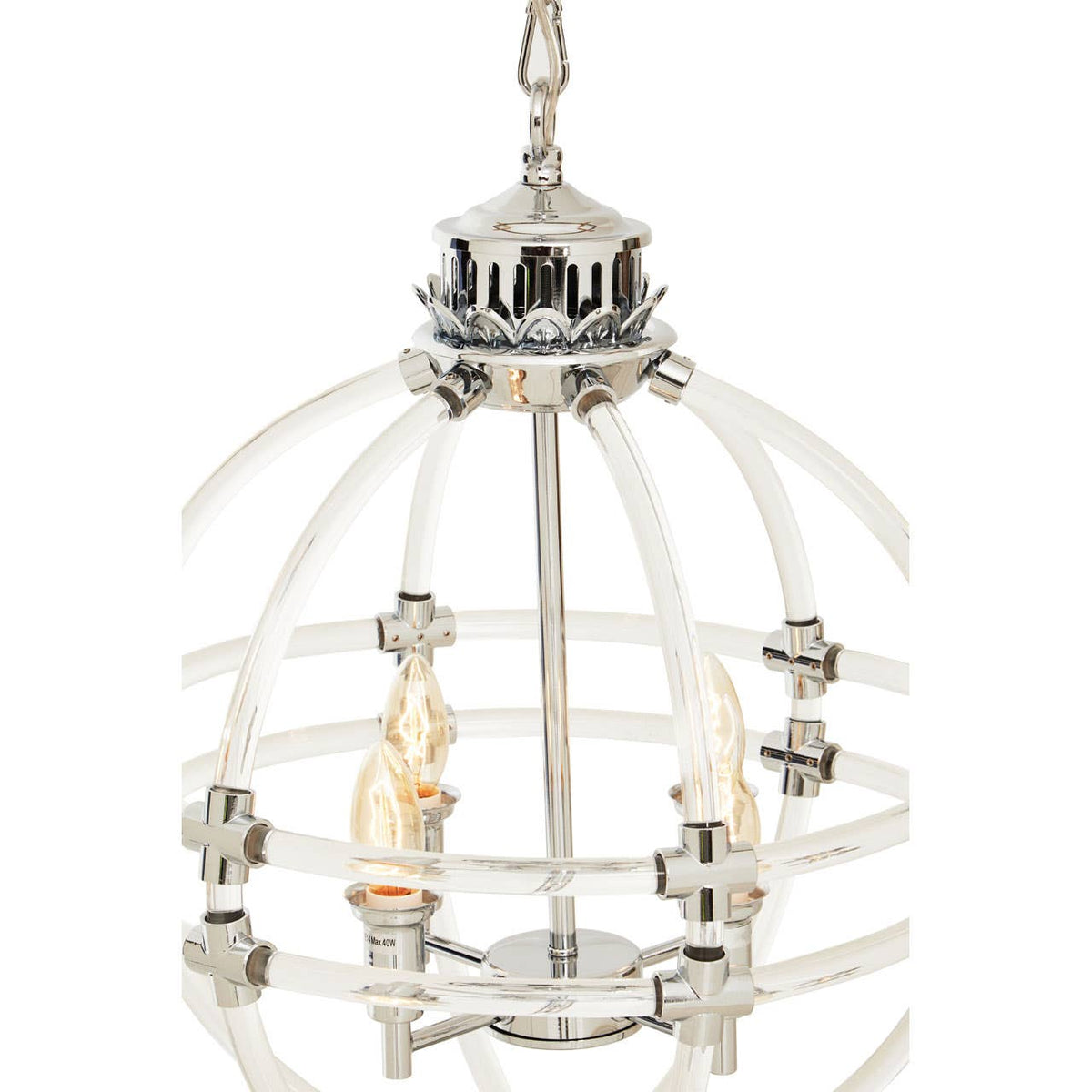Karlo Pendant Light In Clear Acrylic And Chrome Finish.