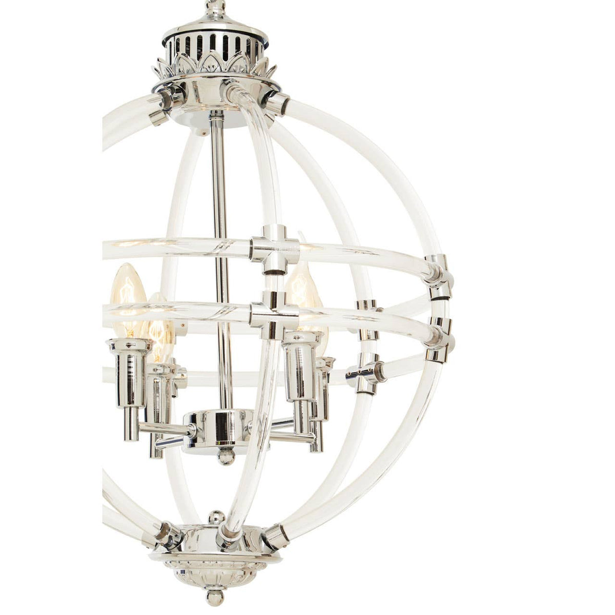 Karlo Pendant Light In Clear Acrylic And Chrome Finish.
