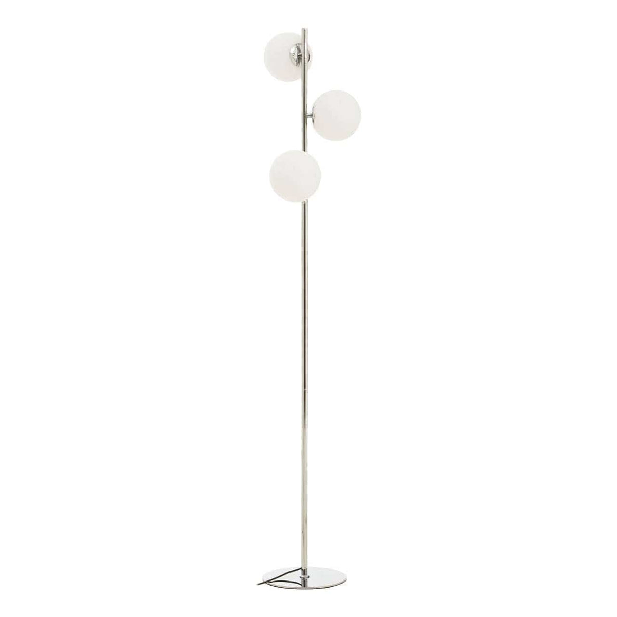 Karter Chrome Finish And White Glass Floor Lamp.