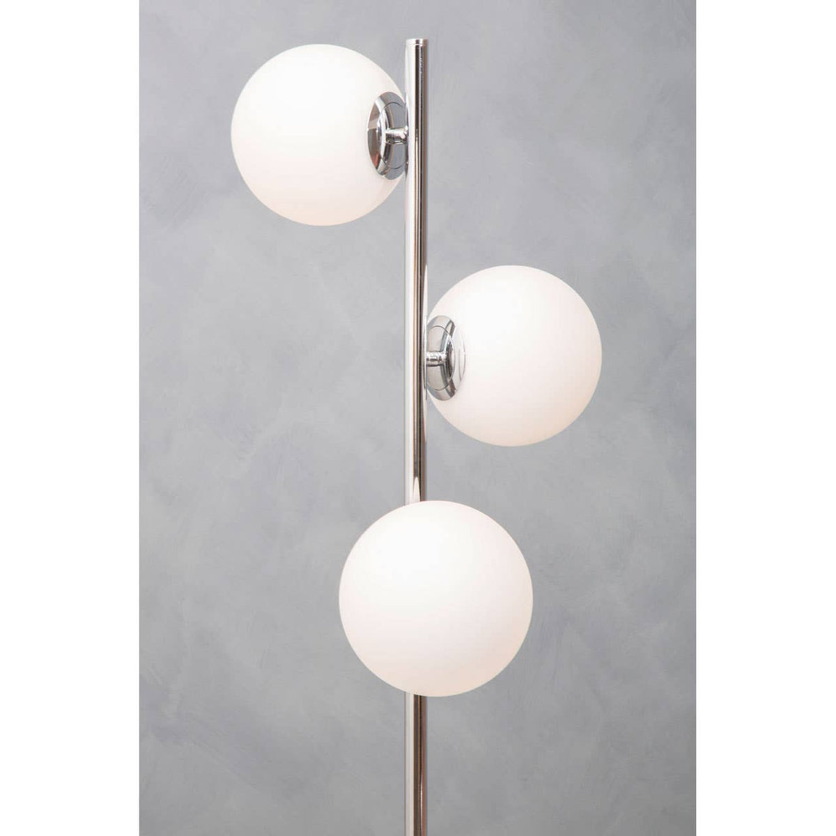 Karter Chrome Finish And White Glass Floor Lamp.
