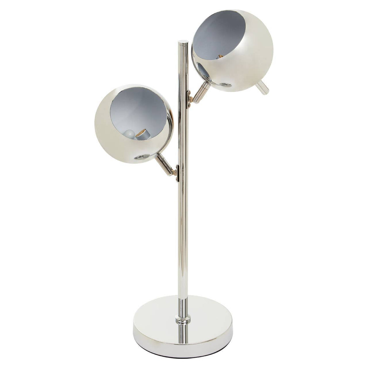 Karter Chrome Finish Table Lamp With Two Lights.