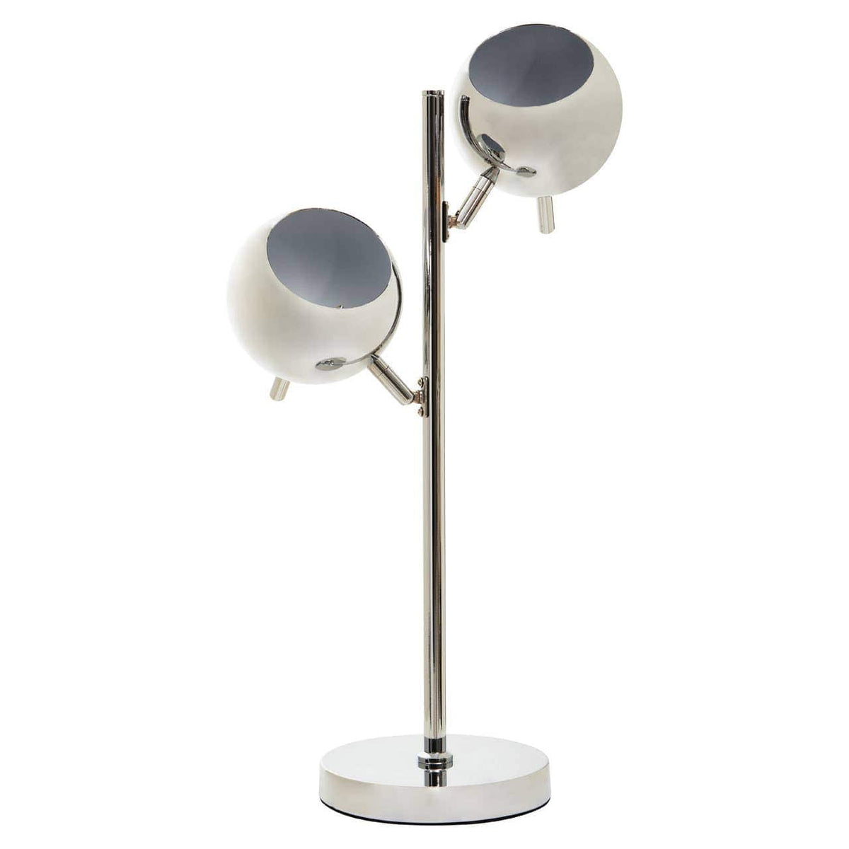 Karter Chrome Finish Table Lamp With Two Lights.