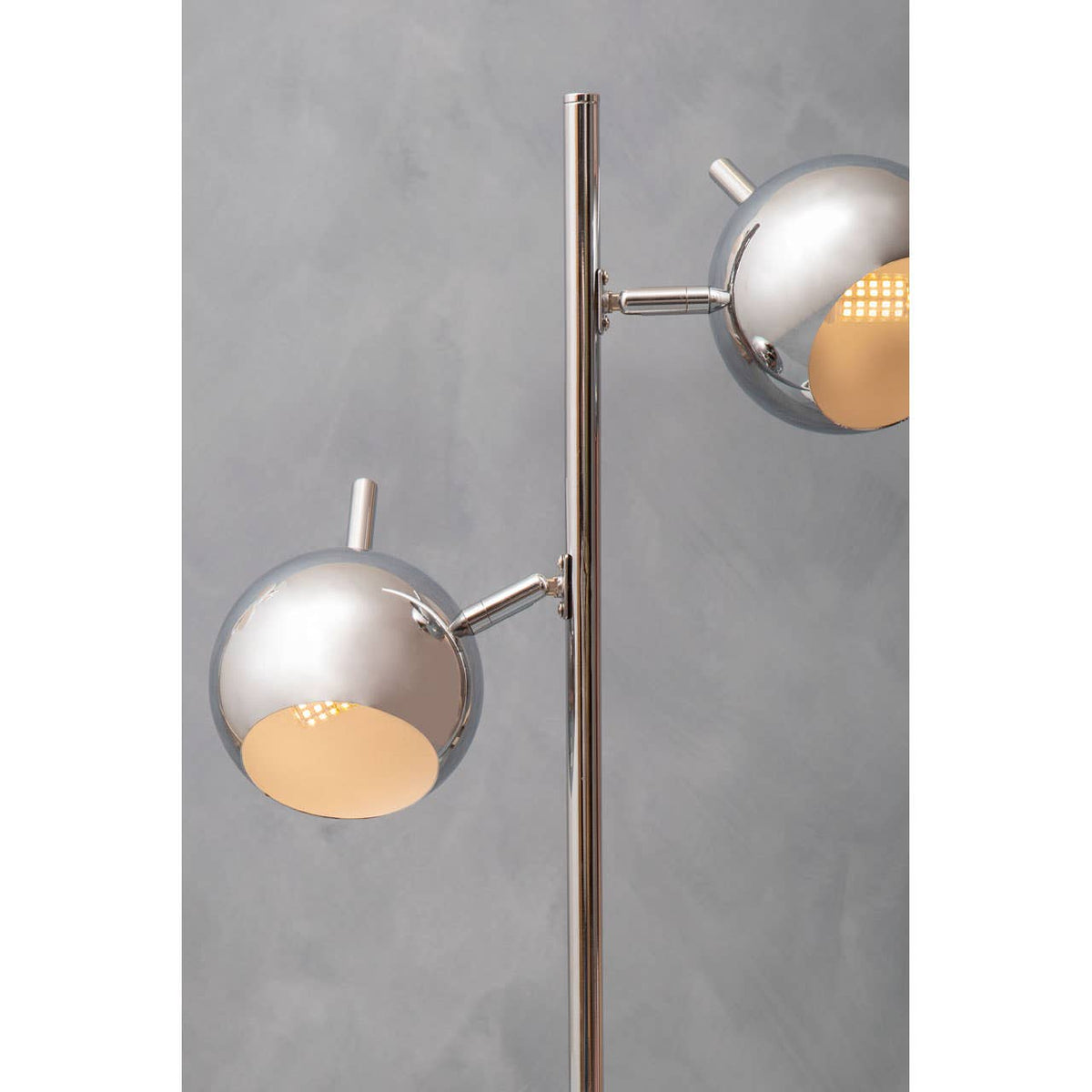 Karter Chrome Finish Table Lamp With Two Lights.