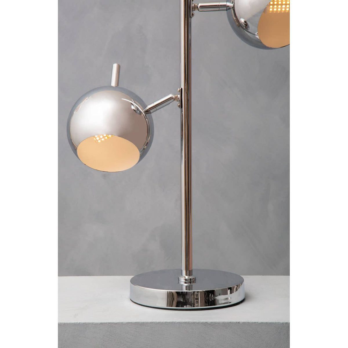 Karter Chrome Finish Table Lamp With Two Lights.