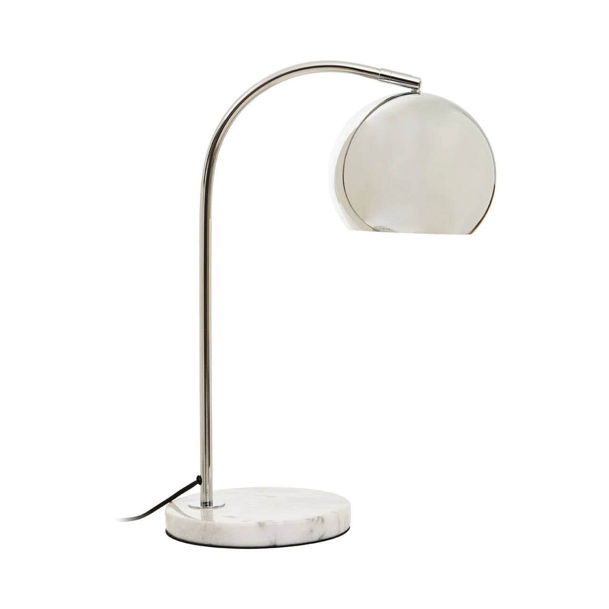 Karter Chrome Finish Table Lamp With White Base.