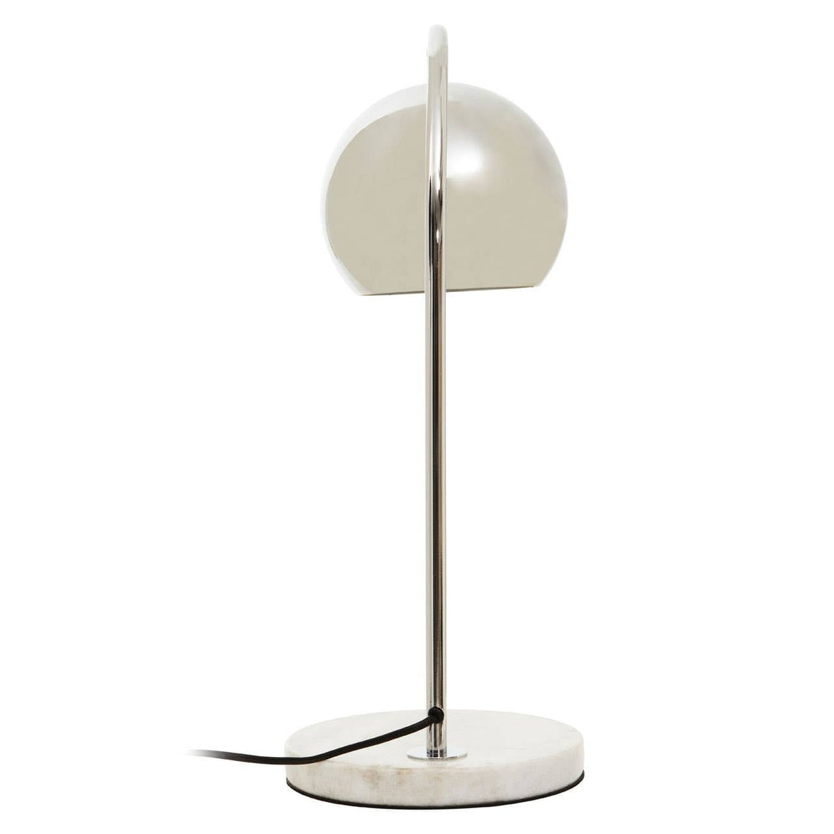 Karter Chrome Finish Table Lamp With White Base.