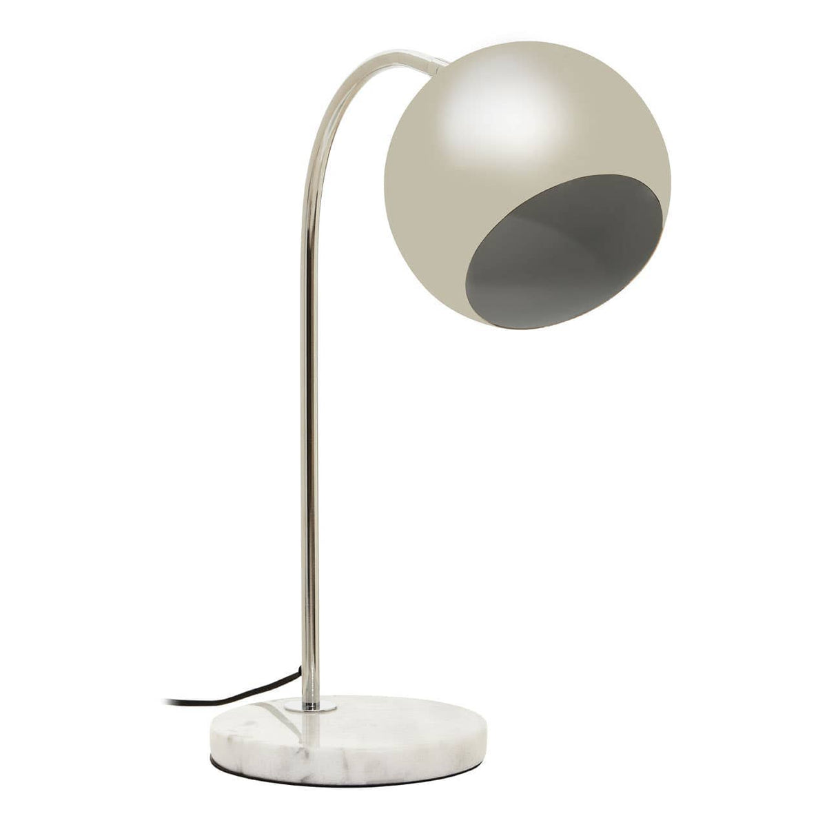 Karter Chrome Finish Table Lamp With White Base.