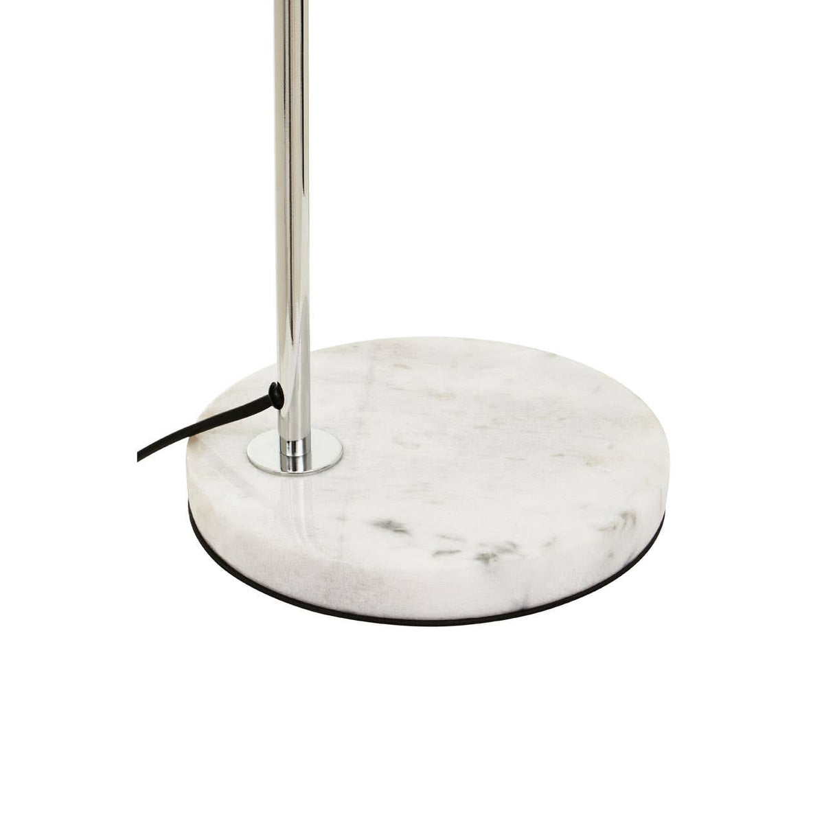 Karter Chrome Finish Table Lamp With White Base.