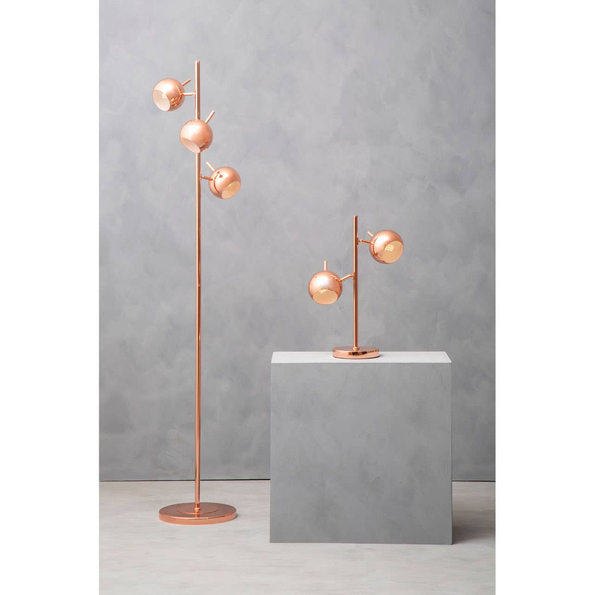 Karter Copper Finish Table Lamp With Three Lights.