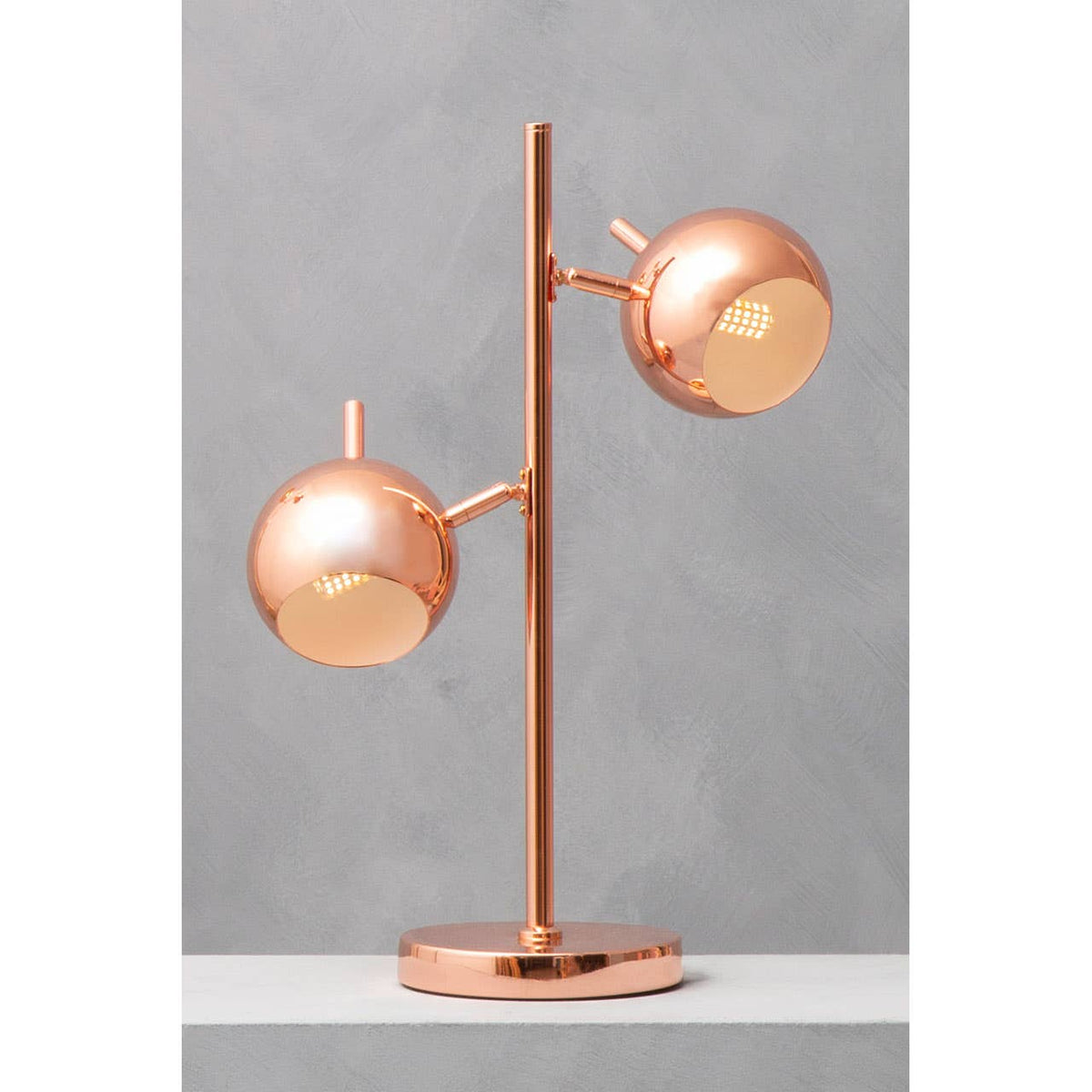Karter Copper Finish Table Lamp With Two Lights.