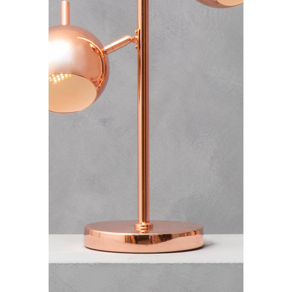 Karter Copper Finish Table Lamp With Two Lights.