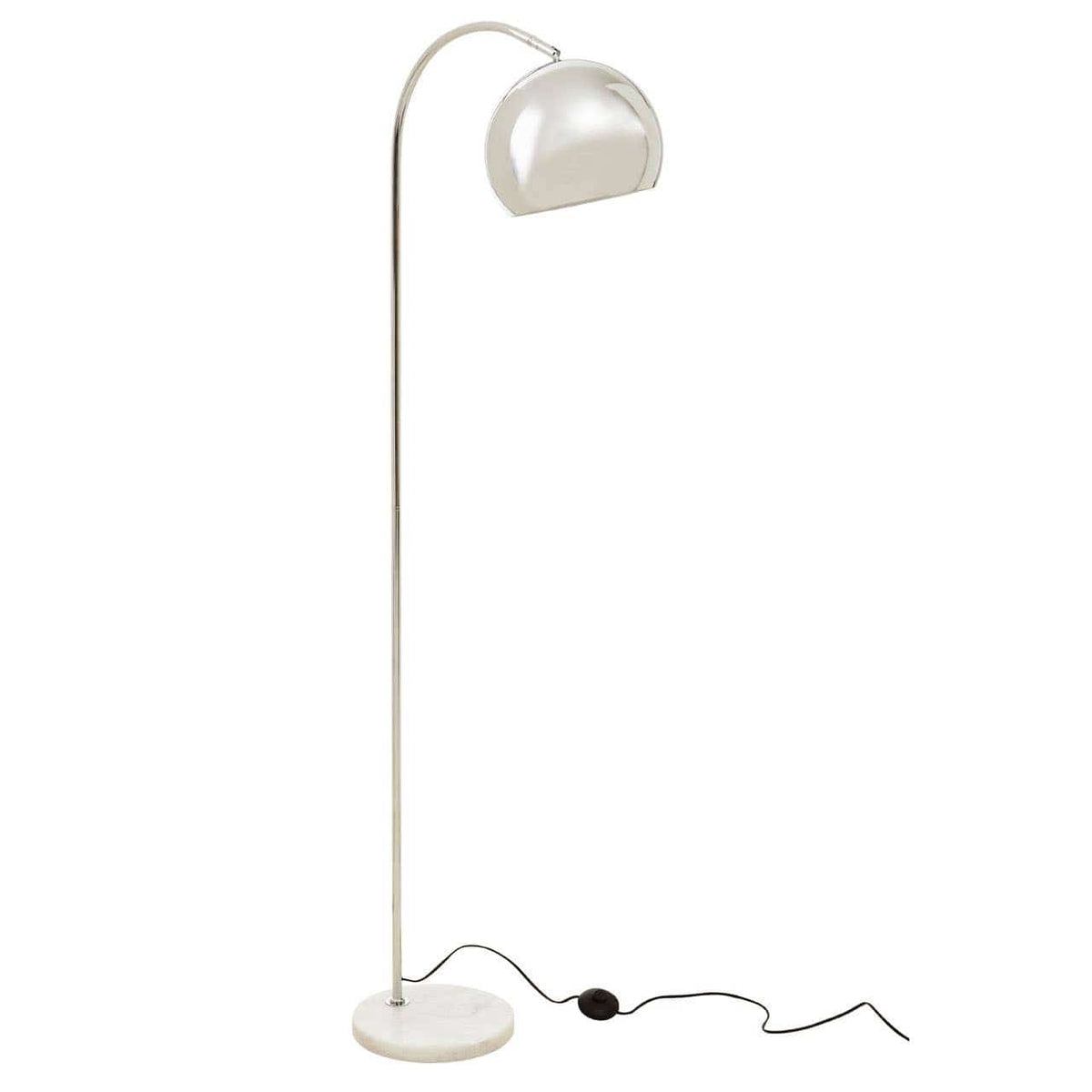 Karter Floor Chrome Finish Lamp With White Base.
