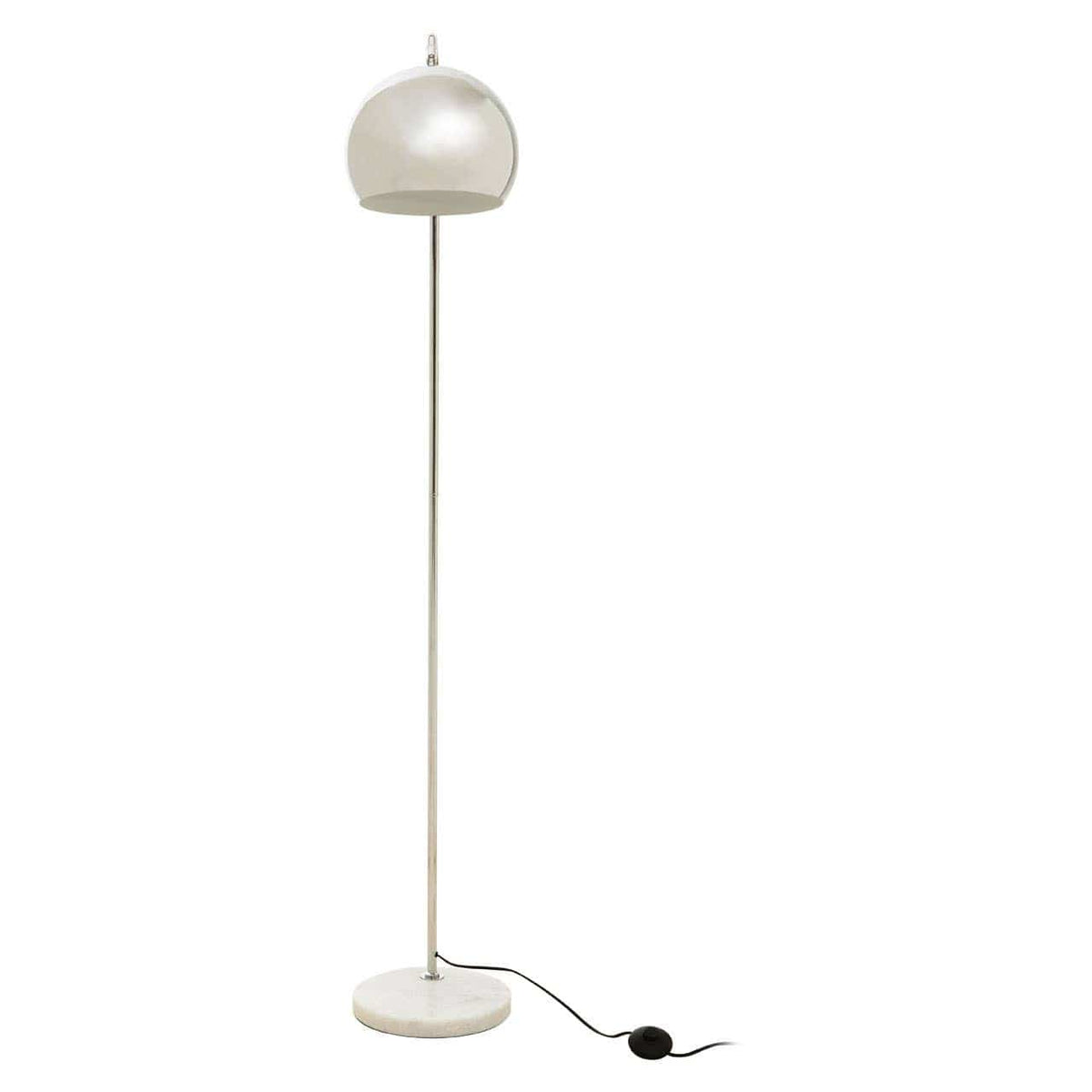 Karter Floor Chrome Finish Lamp With White Base.