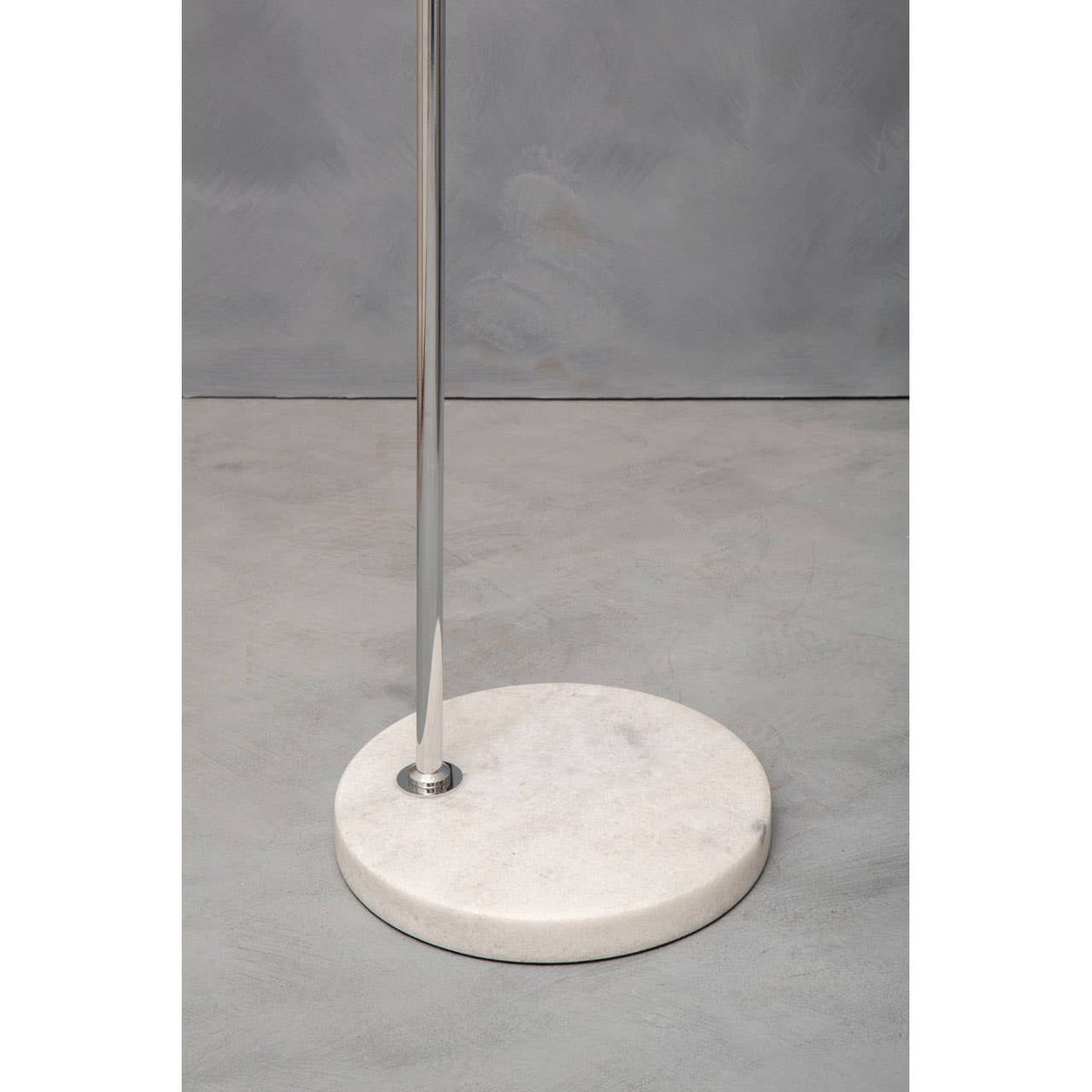 Karter Floor Chrome Finish Lamp With White Base.