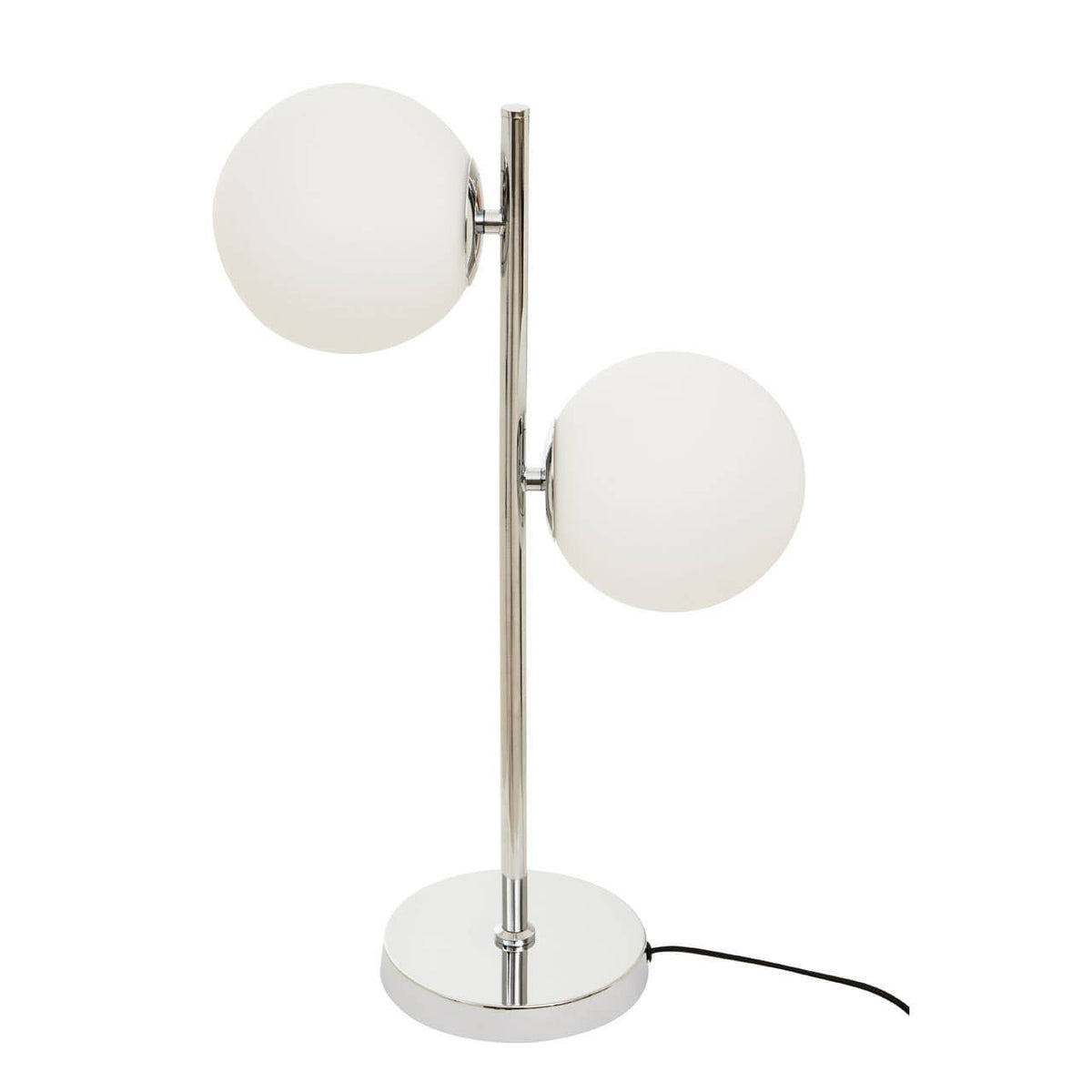 Karter White Glass With Chrome Table Lamp.