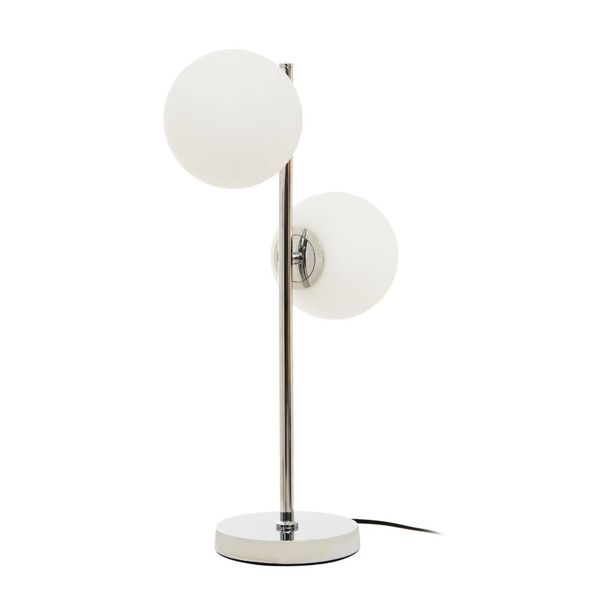 Karter White Glass With Chrome Table Lamp.