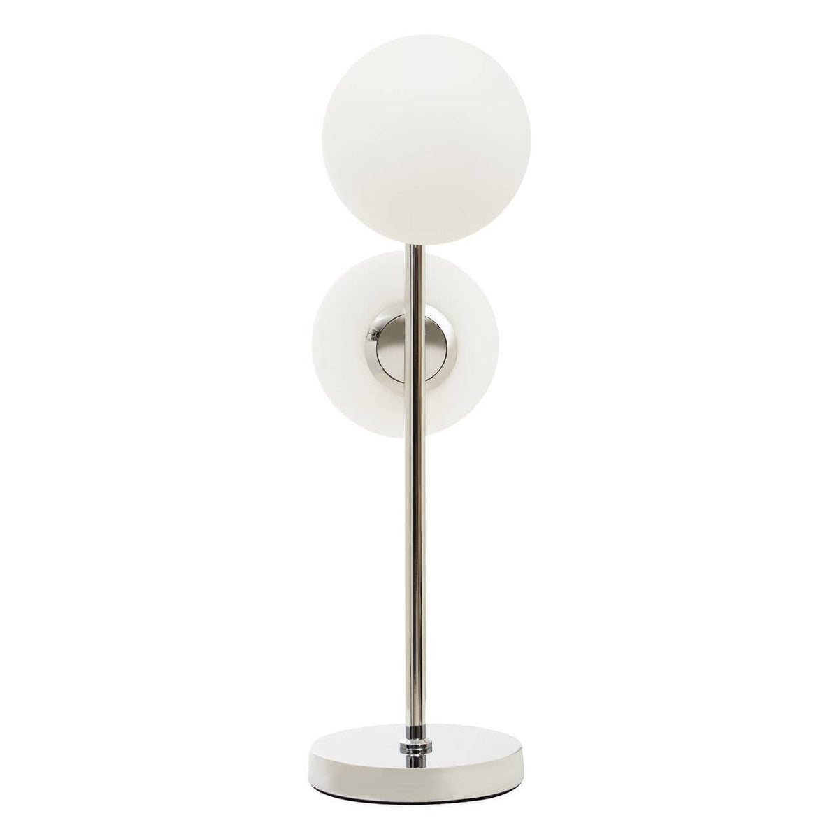 Karter White Glass With Chrome Table Lamp.
