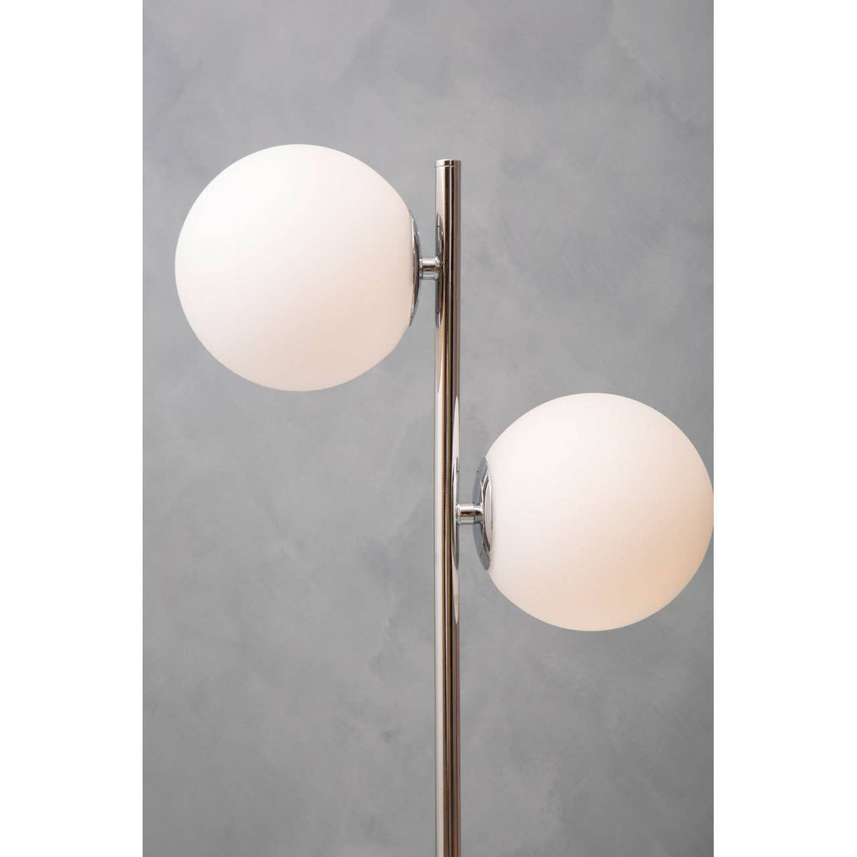 Karter White Glass With Chrome Table Lamp.