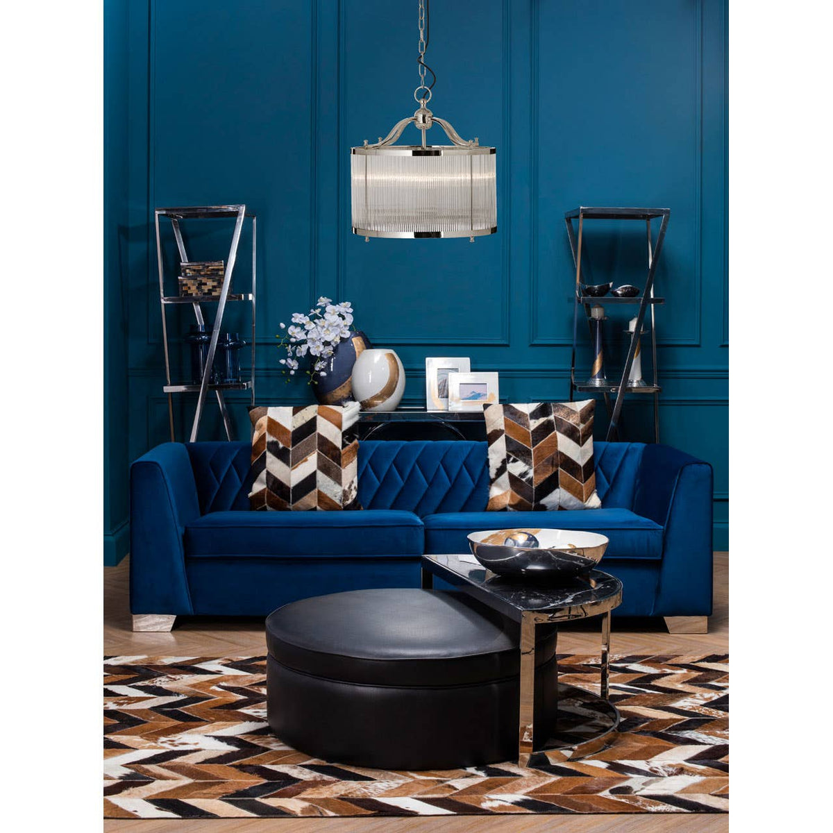 Kensington Townhouse Glass Nickel Pendant.