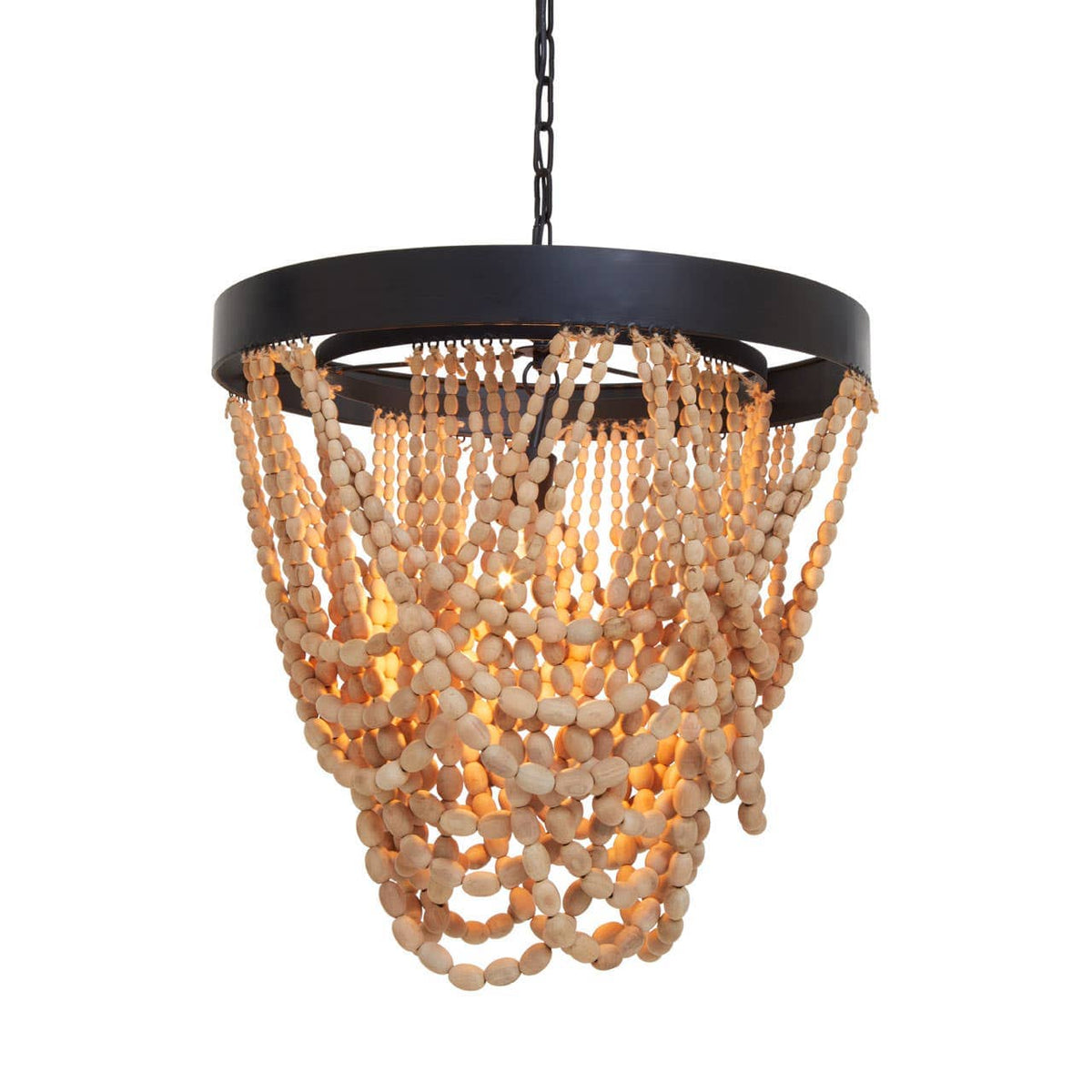 Lapiz Wood Bead Chandelier.