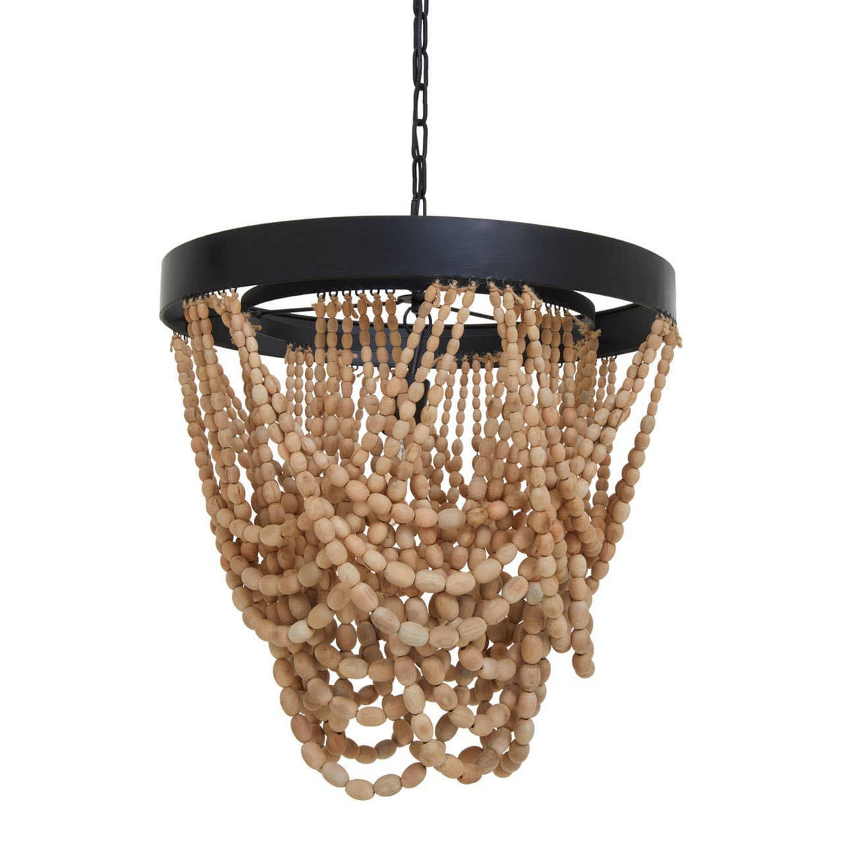 Lapiz Wood Bead Chandelier.