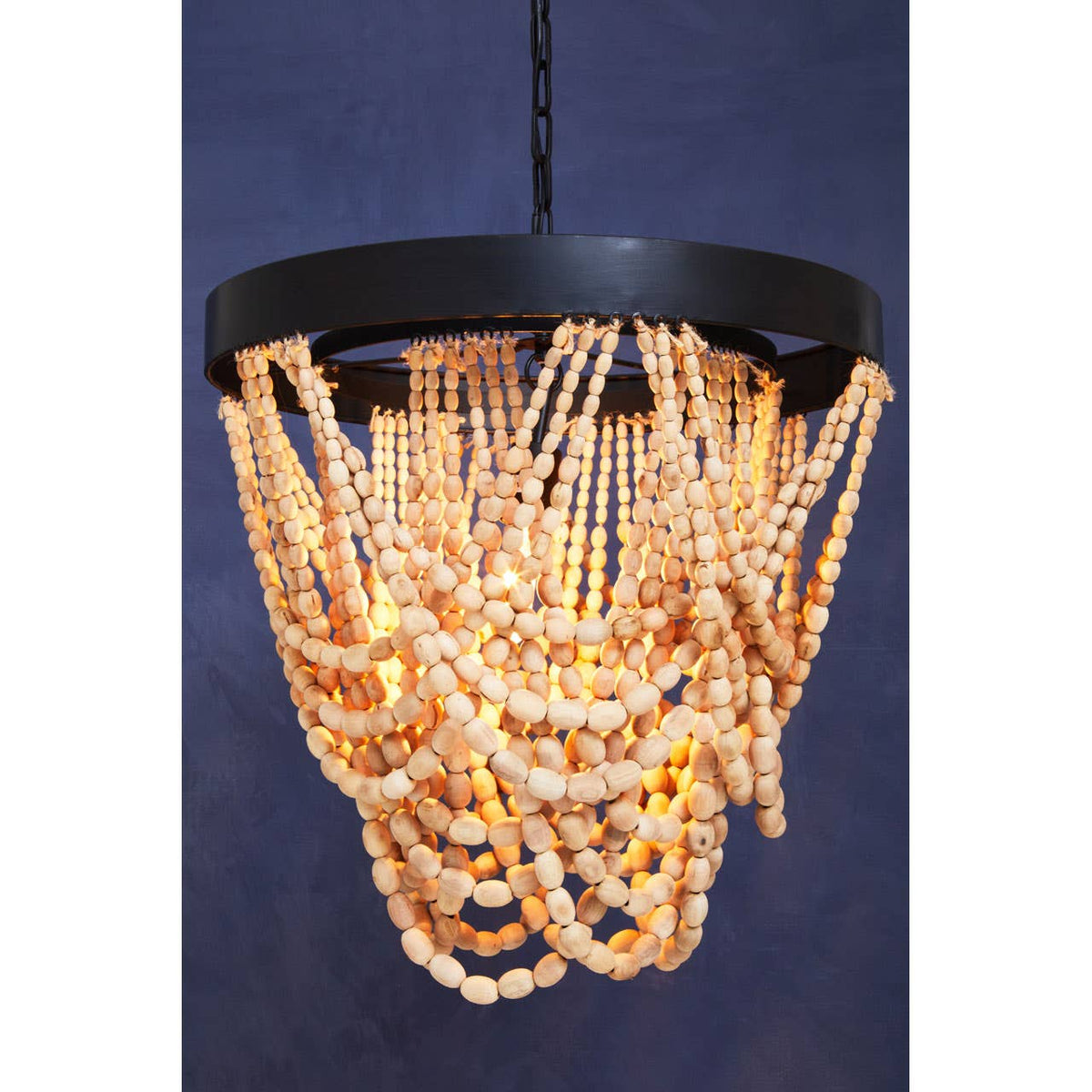 Lapiz Wood Bead Chandelier.