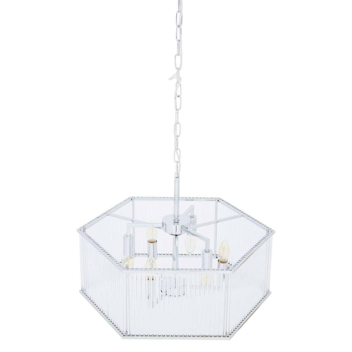 Lerci 6 Light Hexagonal Chrome Pendant Light.