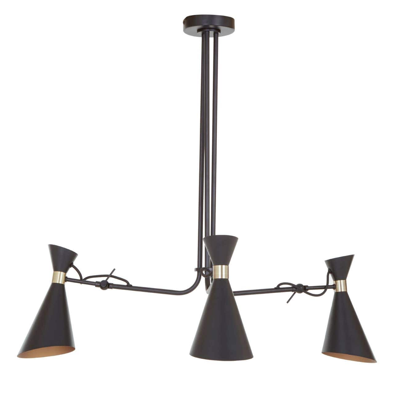 Noosa & Co. Lighting Linox 3 Shade Black And Gold Bent Arm Pendant House of Isabella UK