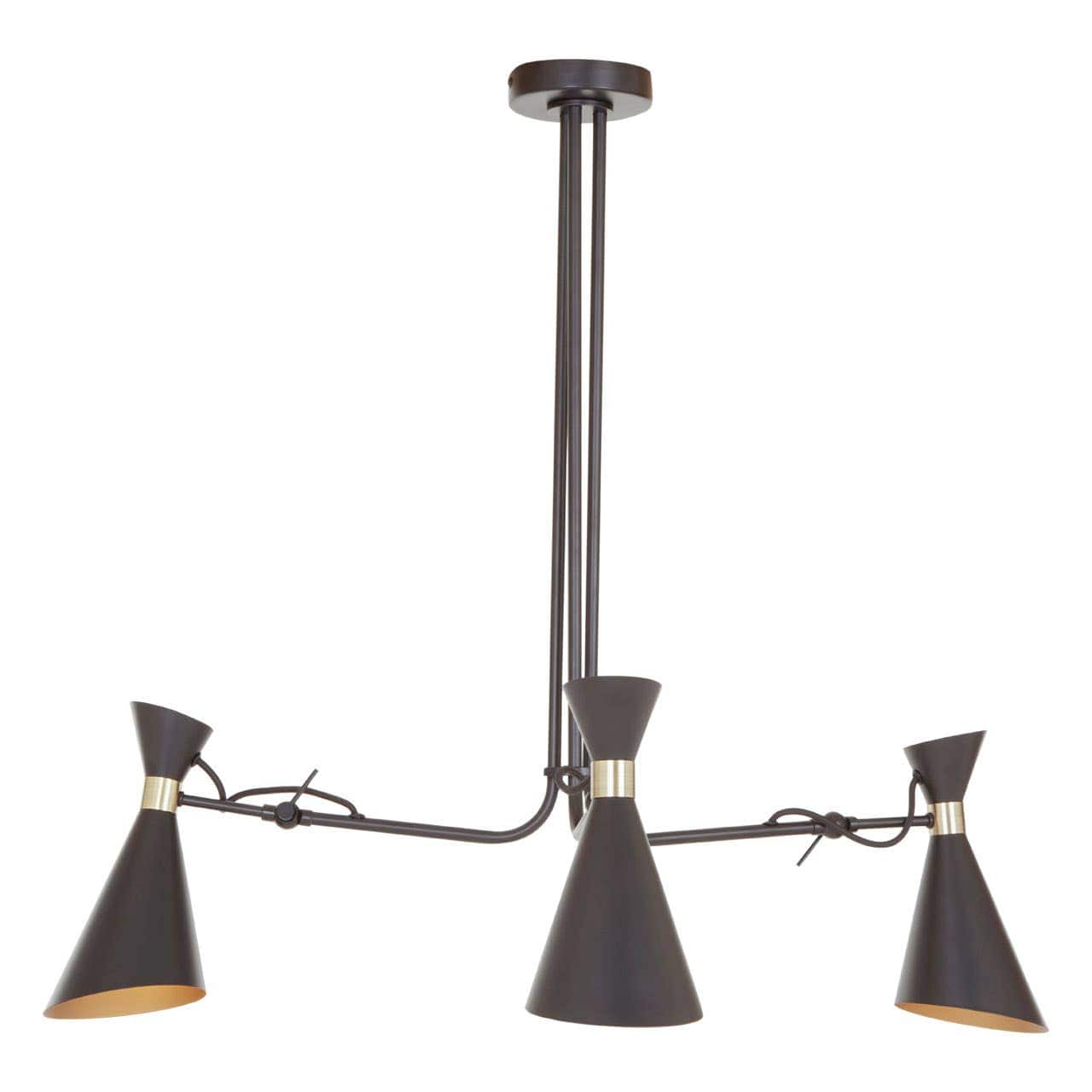 Noosa & Co. Lighting Linox 3 Shade Black And Gold Bent Arm Pendant House of Isabella UK