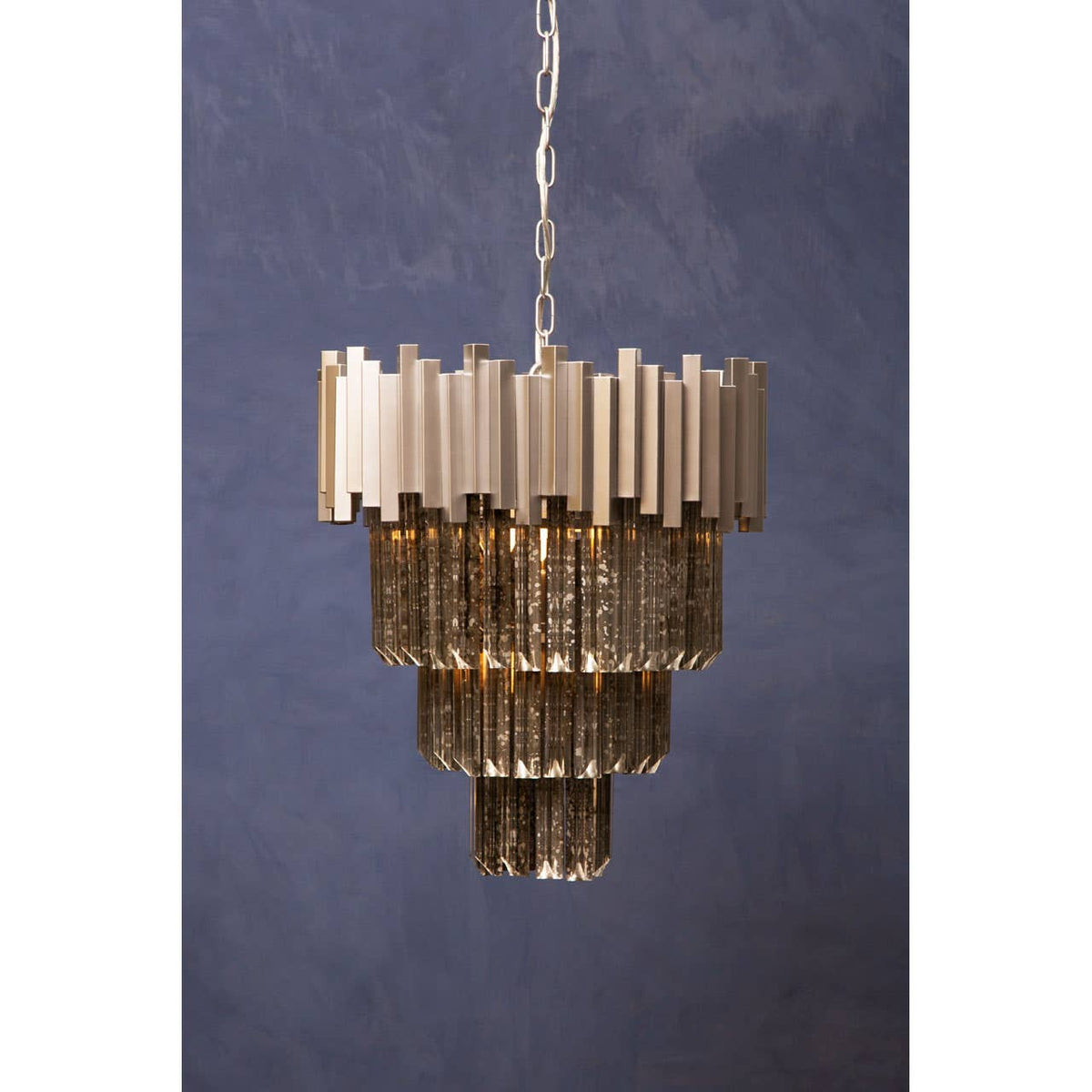 Lustra Large Nickel Painted Chandelier..
