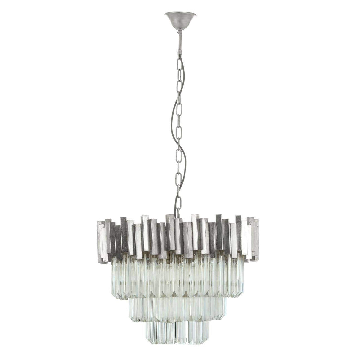 Lustra Small Silver Finish Chandelier.