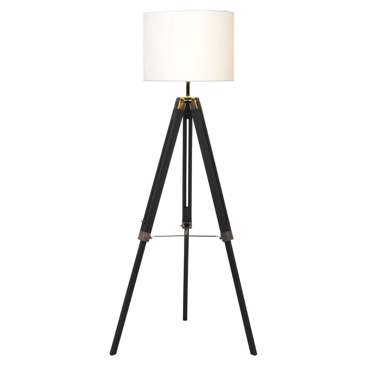 Malvern Tripod Floor Lamp With Black Base.