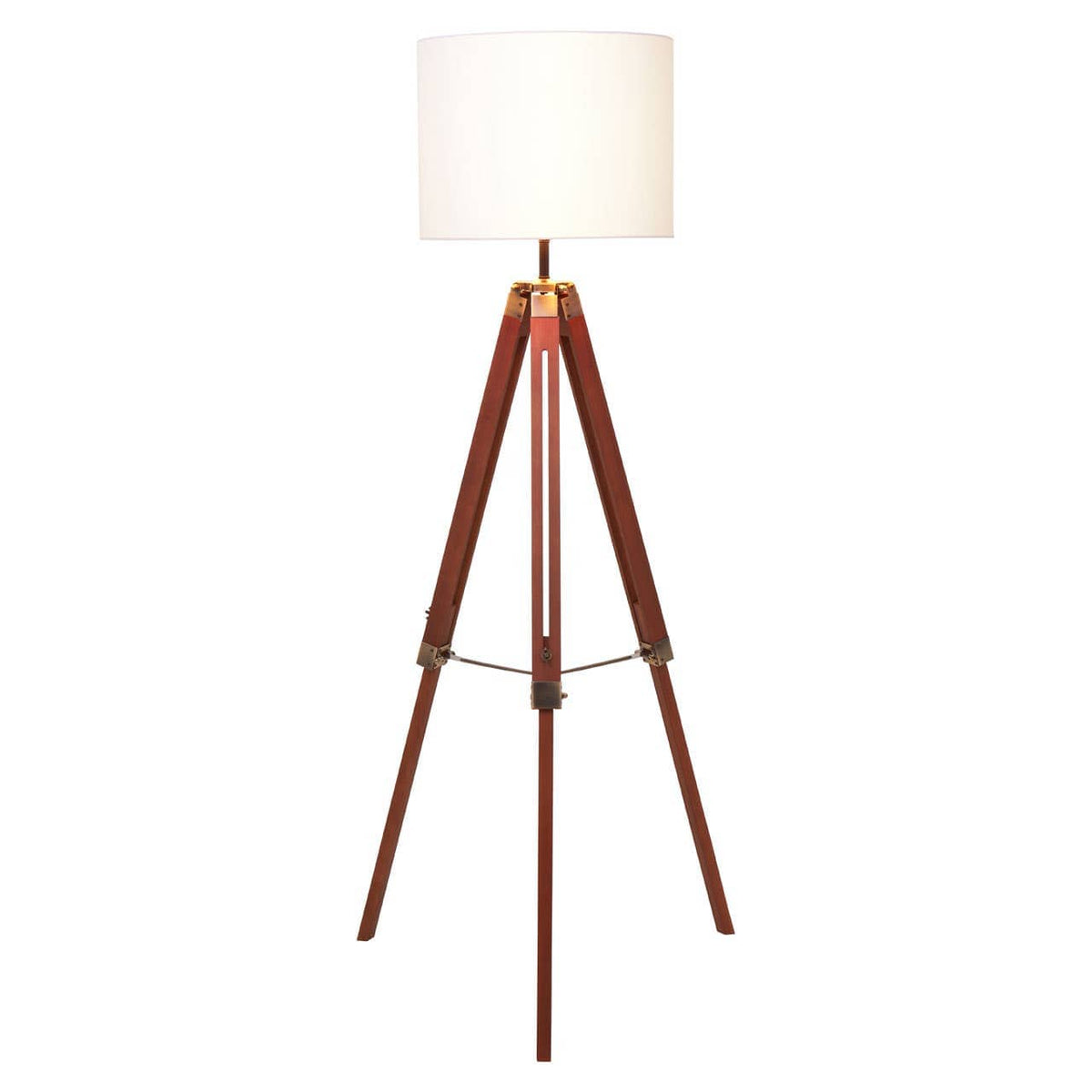 Malvern Tripod Floor Lamp With Brown Base.